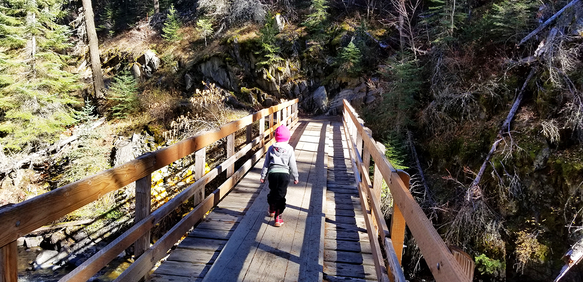Working on her hiking legs, the Chief Joseph trail is fun for all ages